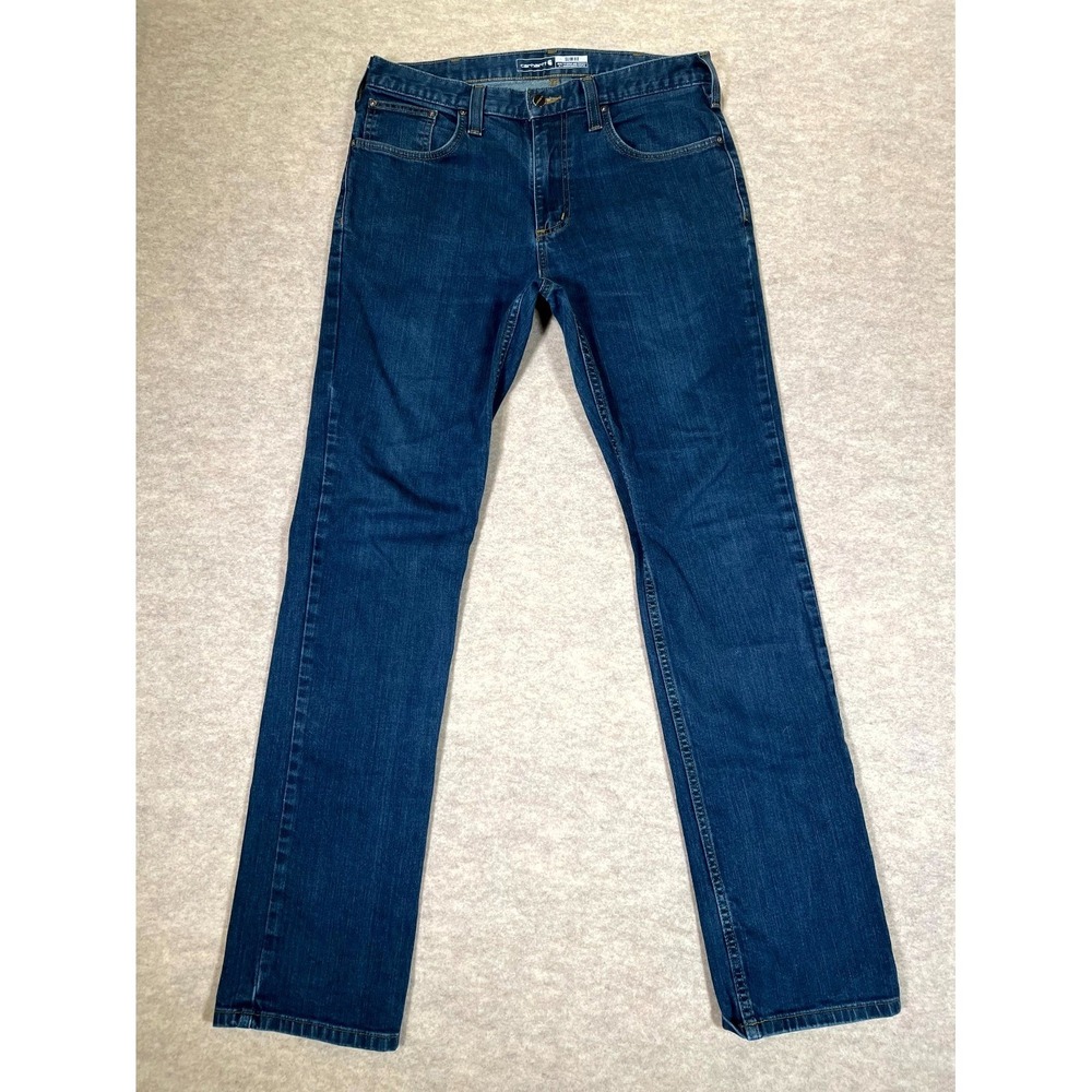Carhartt Rugged Flex Slim Fit Tapered Jeans Mens 32x34 Blue Denim Cotton Stretch